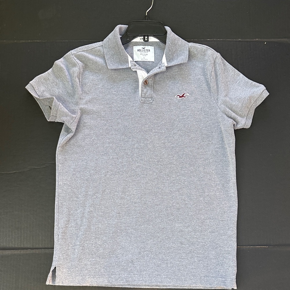 Hollister Men's Polo in Heather Gray SZ L